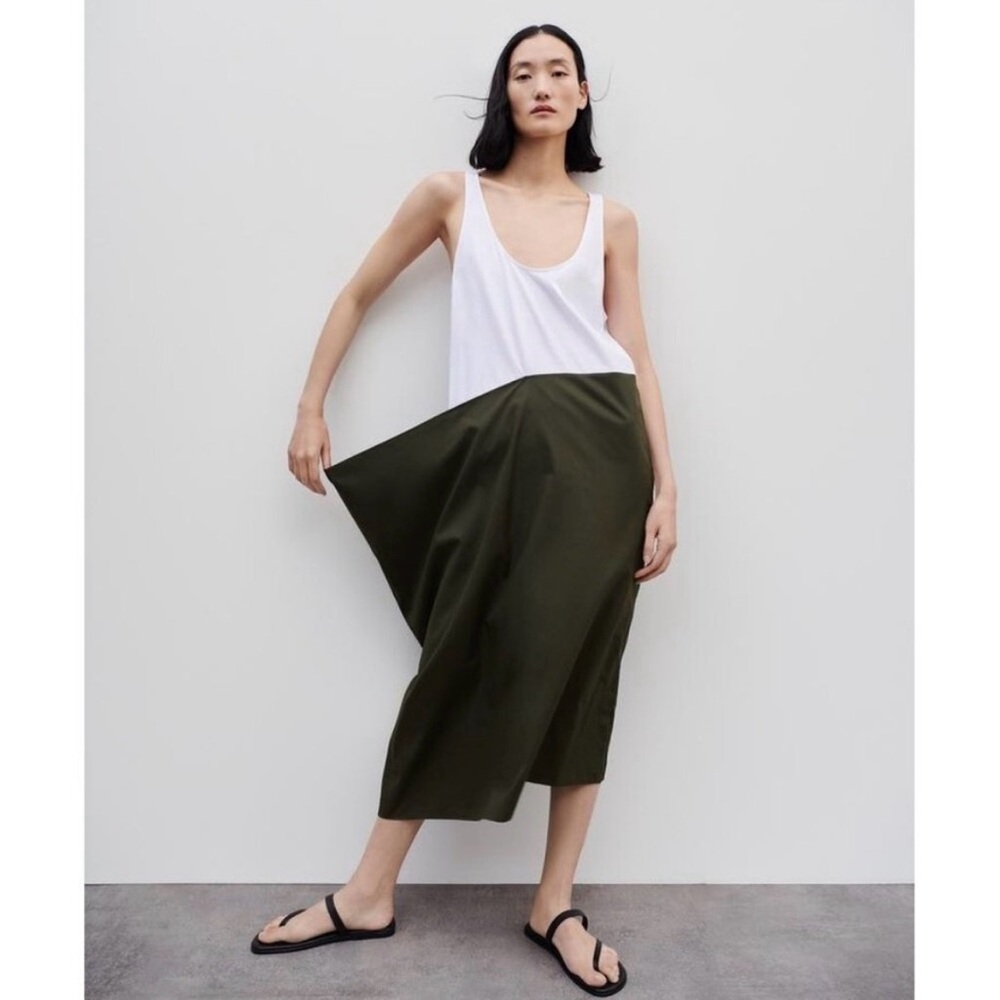 New Zara Two-Tone Contrast Midi Dress